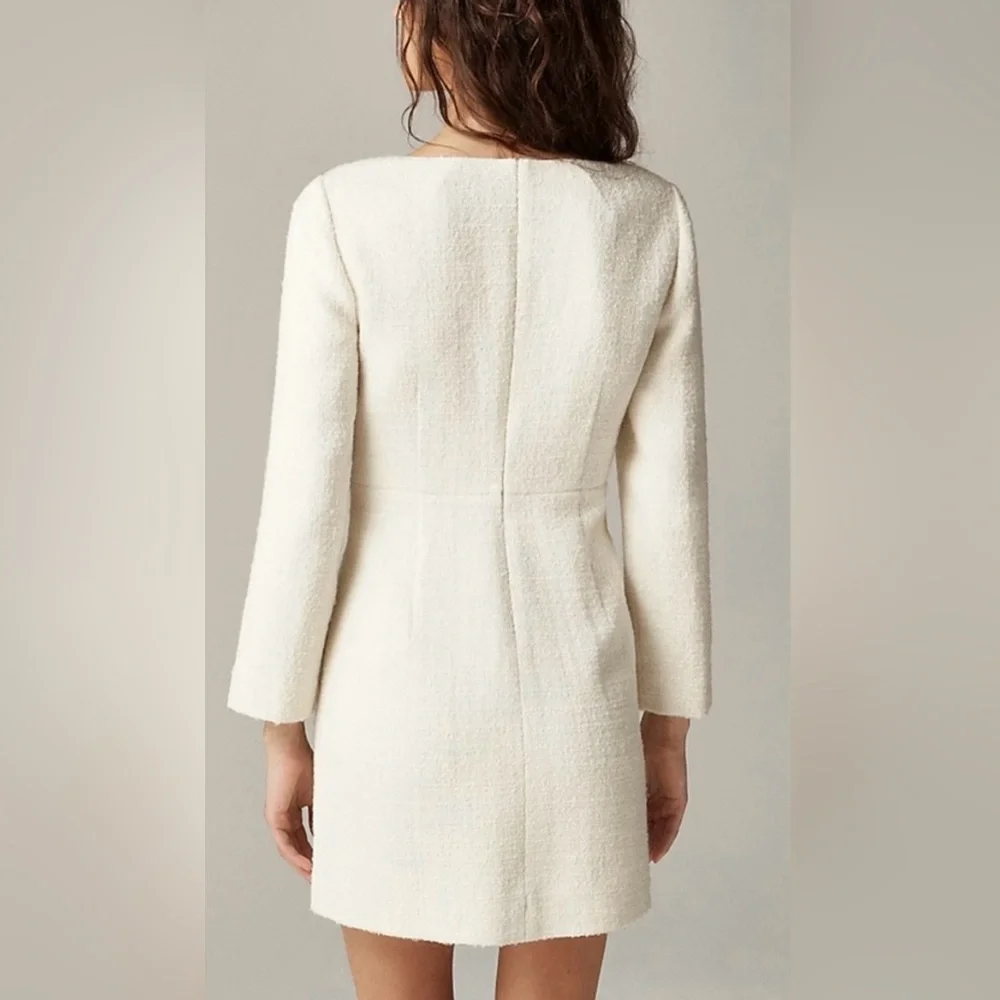 J.Crew Sophia scoopneck dress in tweed in natural